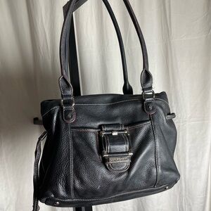 Isaac Mizrahi Black Leather Shoulder Bag